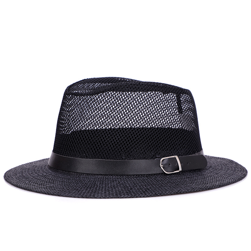 Sombrero sombrero de Jazz de los hombres británicos malla transpirable lino grande sombrero de ala plana sombrero de sol al aire libre cómodo todo partido al por mayor