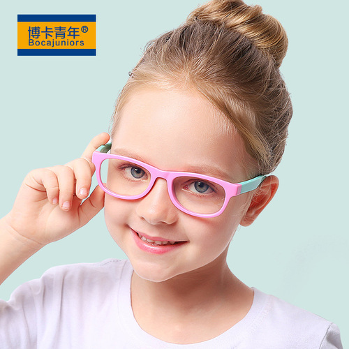 新款儿童硅胶防蓝光眼镜男女童防紫外线小学生护目镜平光镜 F8145