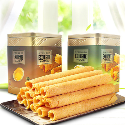 New products Hong Kong manual Original flavor Egg rolls 400g Iron Boxed Durian flavor Traditional desserts Special purchases for the Spring Festival