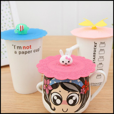 包邮2个装硅胶杯盖大号密封盖可爱卡通创意马克杯盖子防尘防漏
