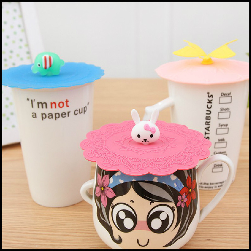 包邮2个装硅胶杯盖大号密封盖可爱卡通创意马克杯盖子防尘防漏