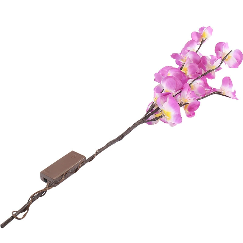Светильник-ветка Phalaenopsis LED, реалистичные орхидеи на гирлянде для дома, батарейный, 0,23 кг