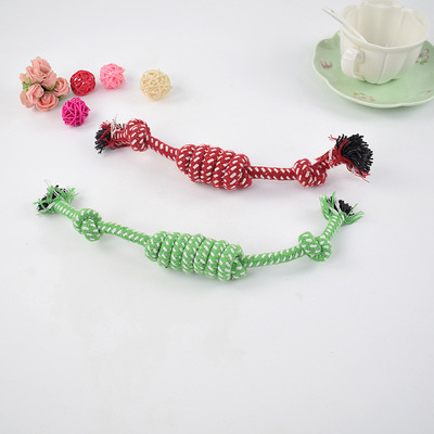 厂家批发宠物玩具糖果结 手工棉绳材料狗玩具 宠物用品狗咬绳直销