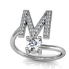 New 26 English letters rings Diamond -style students Creative and simple combination with opening ring ring