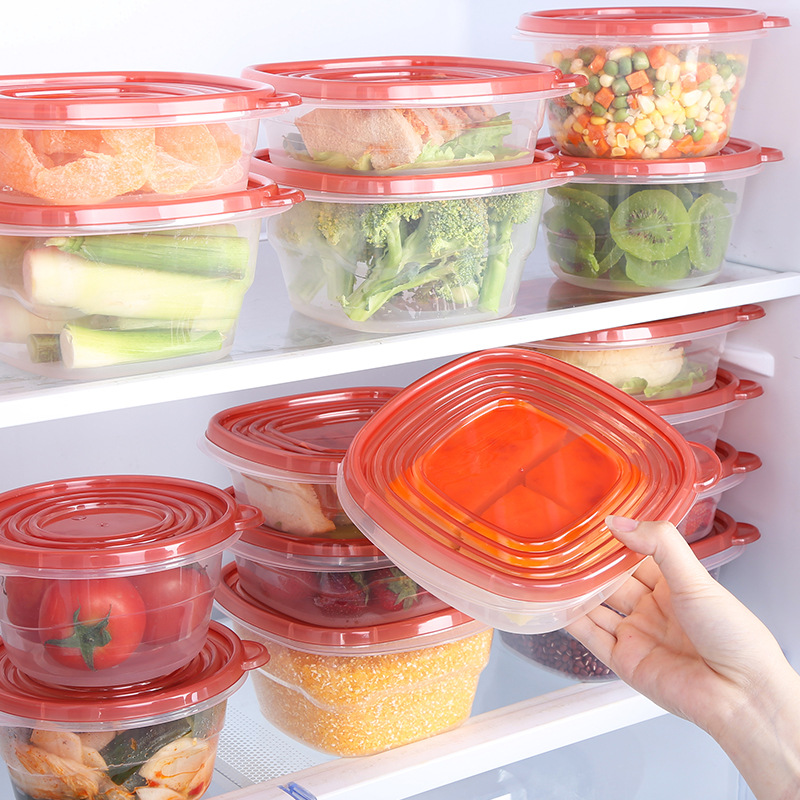 direct deal 15 Set of parts Plastic Crisper Food Cold storage Fresh keeping Refrigerator storage box Microwave lunch box