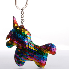 New fashion hotsale reflective fish scale sequins unicorn key chain colorful pony sequins coin purse pendant car accessories wholesalepicture23