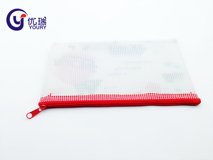 长期供应彩印PVC网格笔袋 网格收纳袋 透明PVC网格文件袋