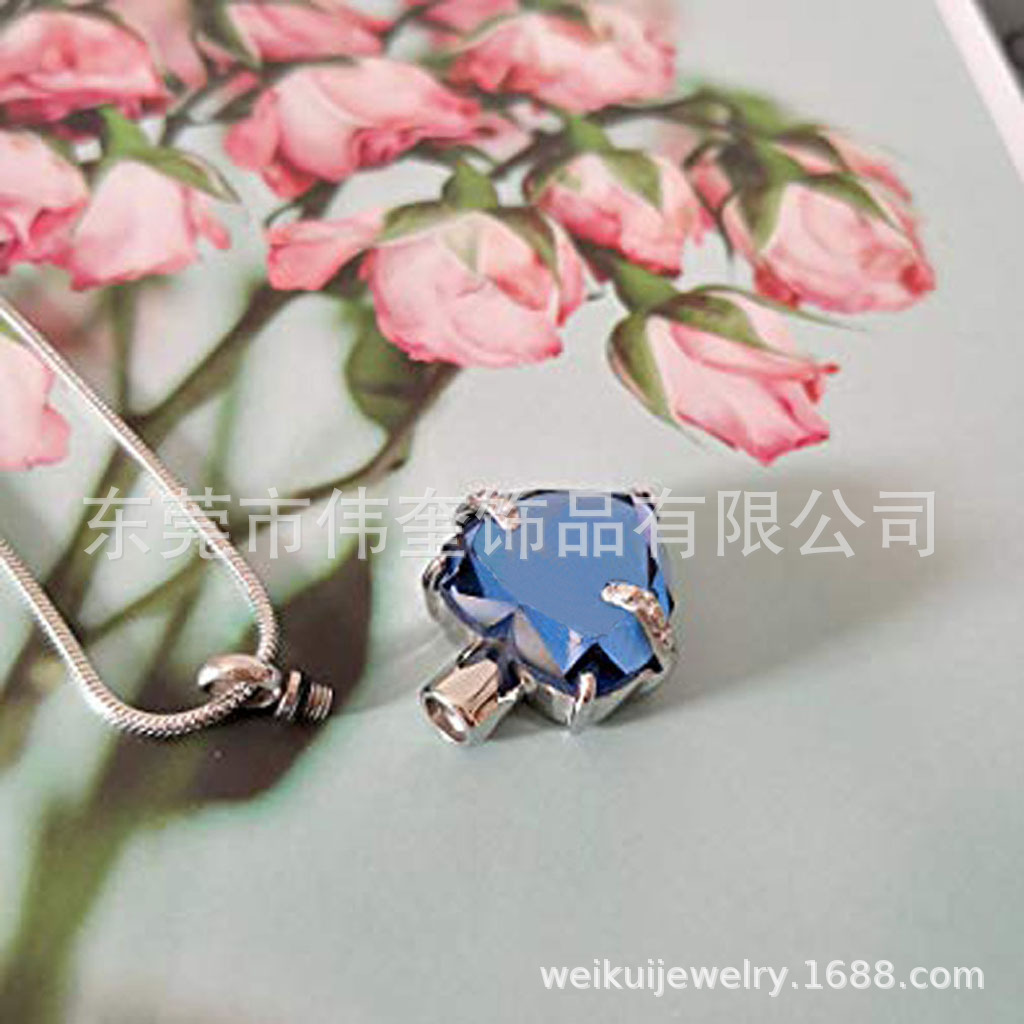 Amazon SUMINISTRO DE ACERO INOXIDABLE joyería cristal melocotón corazón 12 color cumpleaños piedra púrpura oscuro cinerario ataúd colgante collar