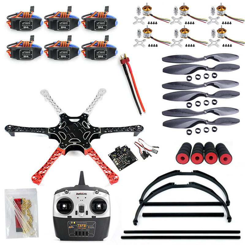 Model Aircraft Kit F550 Hexacopter Drone Kit KK Flight Controller T8FB with R8EF Receiver DIY Aircraft