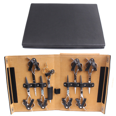 厂家供应八支装美发宠物剪刀工具包手拿包折叠皮里剪刀包一件代发|ru