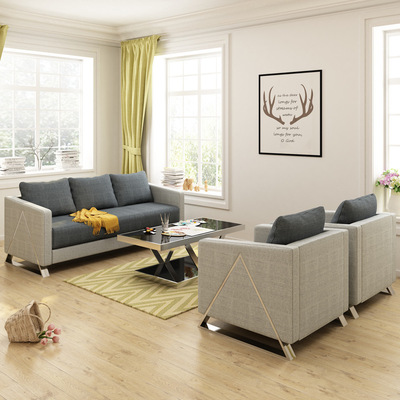 Office Fabric art sofa tea table combination Simplicity business affairs Single small-scale Anteroom Leather sofa