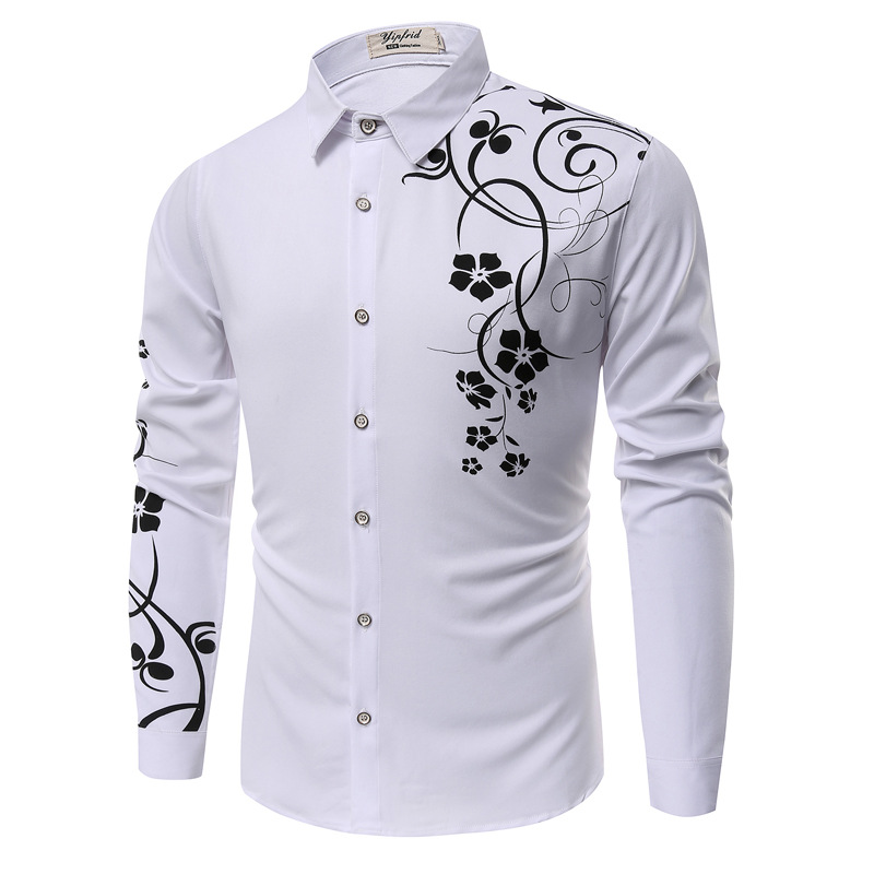 New Four Seasons Foreign Trade Amazon Youth Clothes Men's Bauhinia Men's Long Sleeve Shirt Casual Shirt Men's