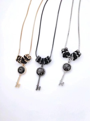 classic key sweater chain European style Copper Chain Necklace Glass Pendant alloy Rhinestone Cross border Explosive money Clothes & Accessories parts