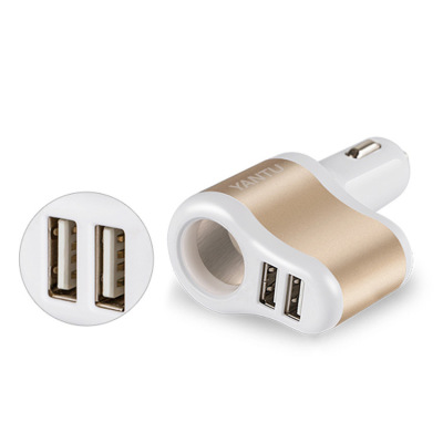 新款多功能车载充电器点烟器双USB 一拖三汽车通用2A高速智能车充