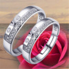 Adjustable jewelry for beloved with letters, wedding ring, Korean style, micro incrustation, English letters, on index finger