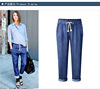 Denim trousers for leisure, Aliexpress, Amazon, European style, elastic waist