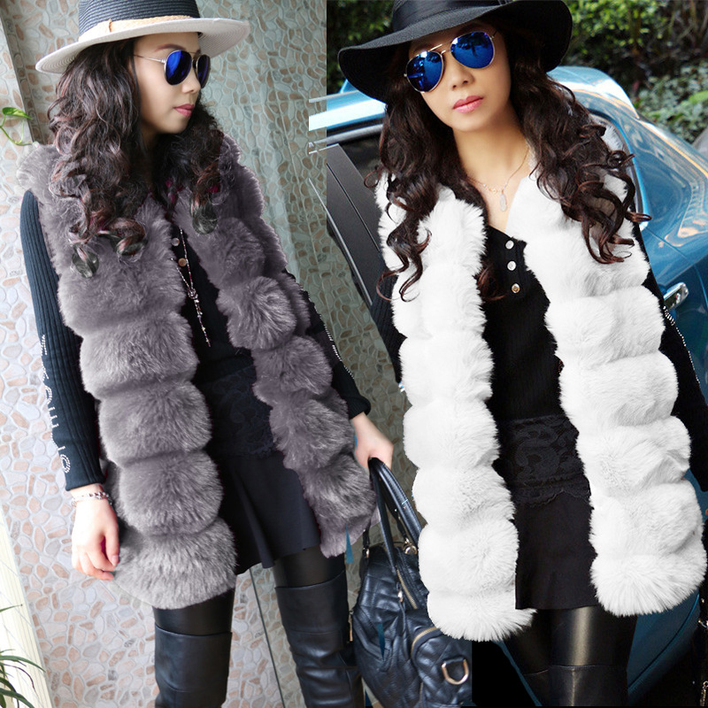 Autumn And Winter New Fox Hair Women's Wear Medium And Long Casual Fur Coat Imitation Fur Vest