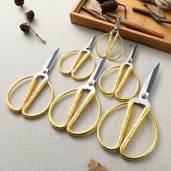 Wang Wuquan household scissors, dragon and phoenix stainless steel ceremonial scissors for wedding, 1001 retro industrial gold scissors, 1002