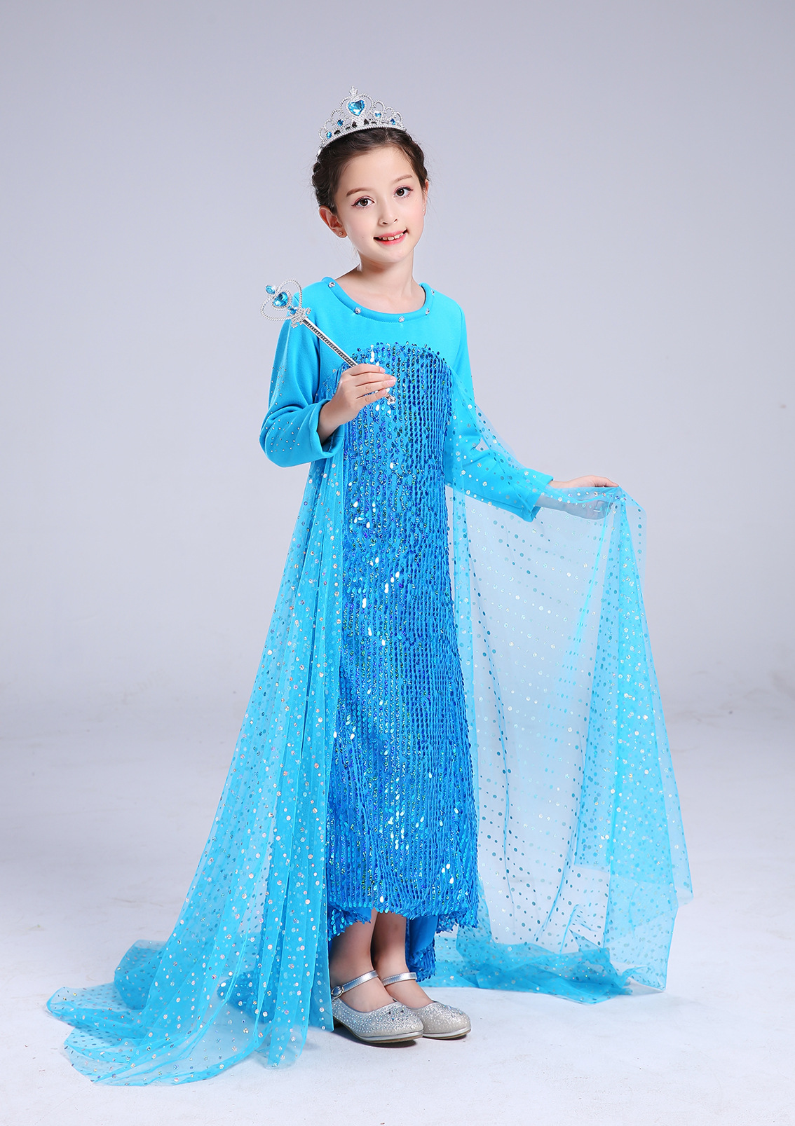 Christmas Ice Snow Enchanted Princess Skirt with No Pouring Sequins Thickening Down for Autumn and Winter Girls'_voghion.com