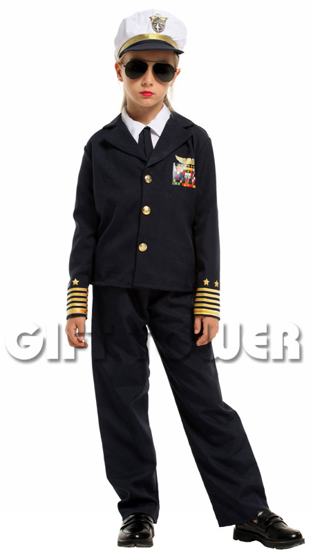 Carnival Costume G-0382, a cool little female captain cosplay costume, children's character costume, children's performance costume detail image 1