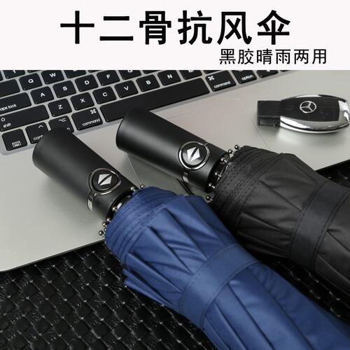12-bone fully automatic folding vinyl men's business umbrella 12-bone windproof rain or shine umbrella advertising umbrella