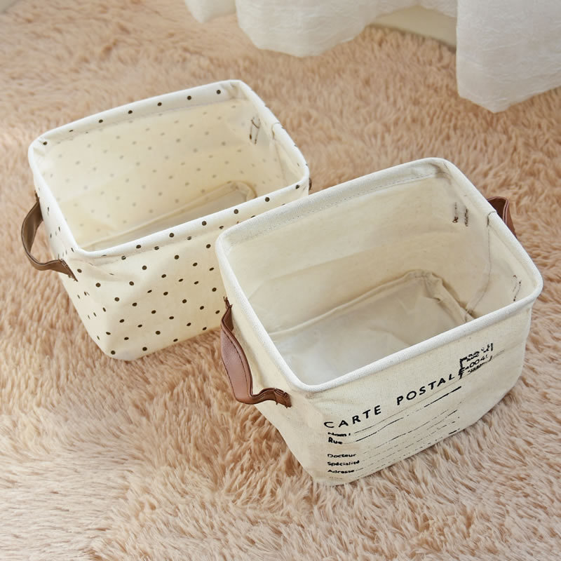Inicio acabado de algodón y lino cesta de almacenamiento cesta de pan cesta de tela al por mayor impermeable plegable en stock 0063