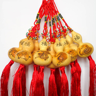 Chinese knot Chinese Zodiac natural Advantage key Fengshui Arts and Crafts gift Folk Crafts Calabash quality goods