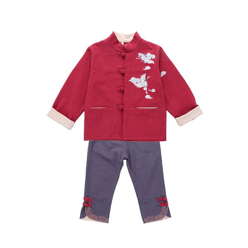 Children boy chinese Tang  suit han tang Dynasty Hanfu Baby cotton linen children china style costumes