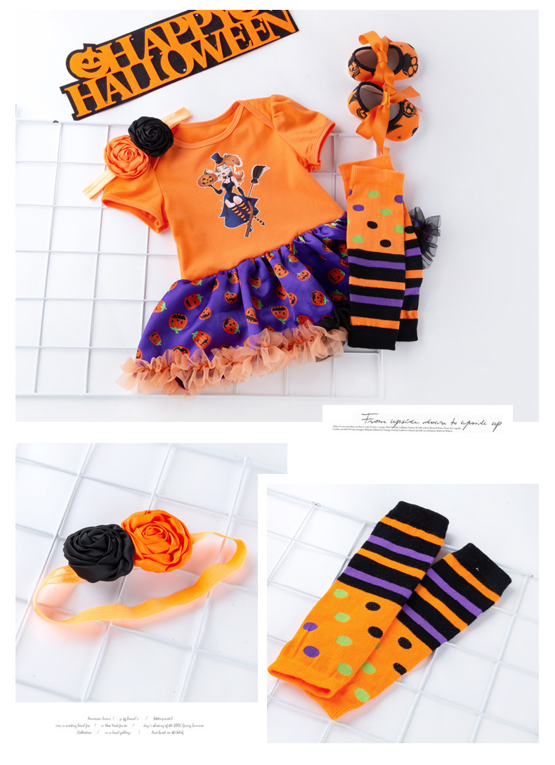 Halloween Cute Pumpkin Cotton Girls Clothing Sets display picture 5