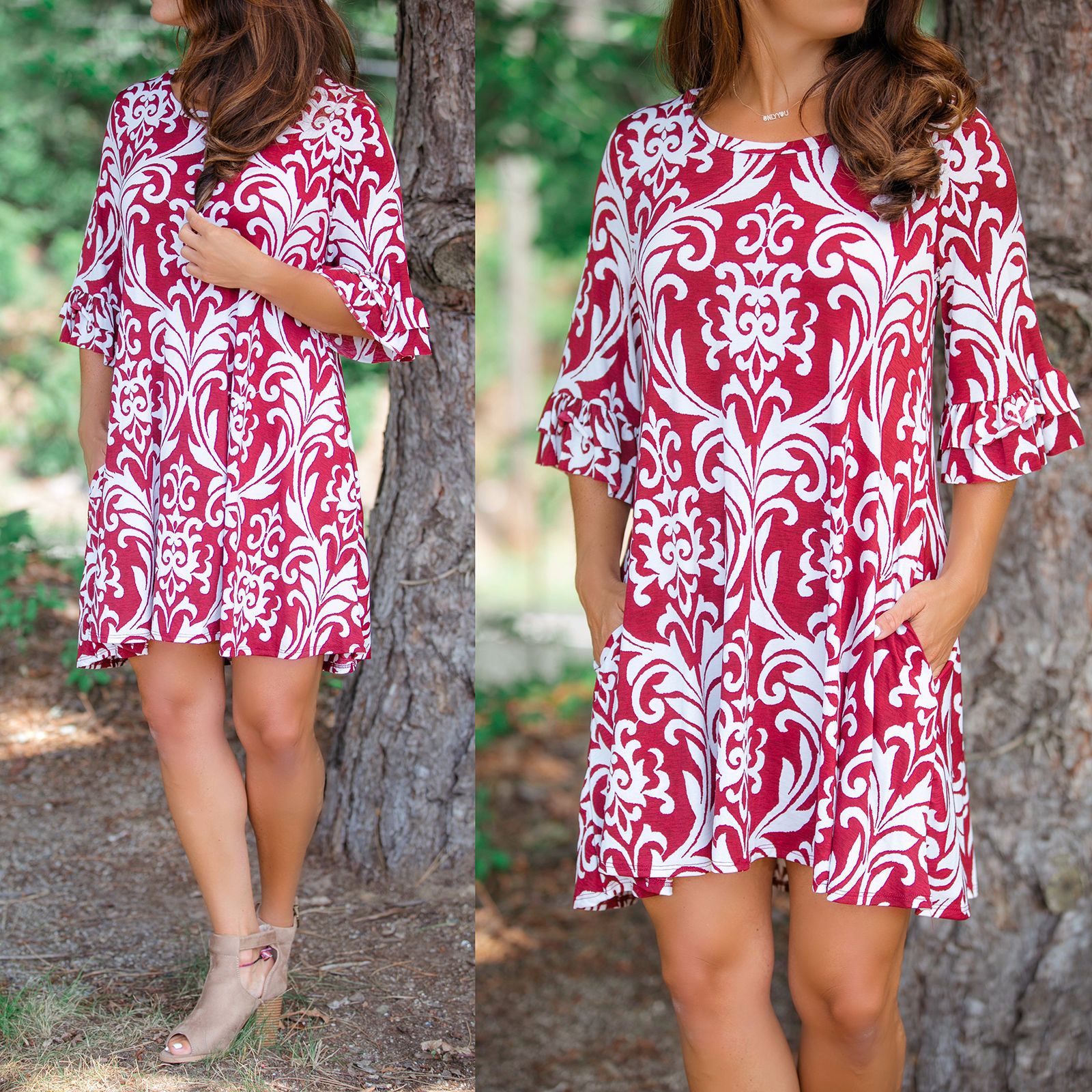 Womens Irregular Hem Floral Print Dress Short Sleeve Milk Silk Fabric Soft Touch Casual Wear Wholesale Available