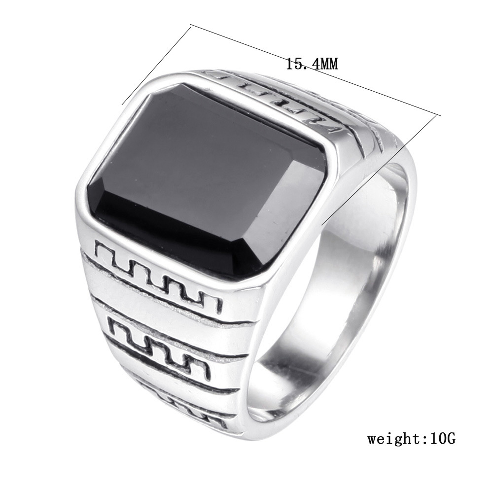 Hip-hop Rock Streetwear Geometric Stainless Steel Inlay Artificial Gemstones Men's Wide Band Ring display picture 1