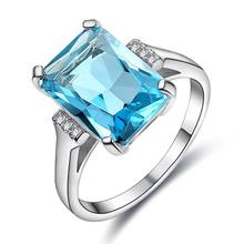 亚马逊热销创意热卖饰品 欧美百搭时尚女士戒指 简约海蓝锆石指环