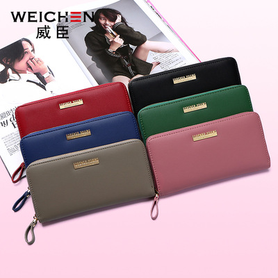 2018 Weissin phụ nữ mới ví Hàn Quốc phiên bản của đơn giản dài ví dây kéo túi điện thoại thời trang hoang dã Ly Hợp
