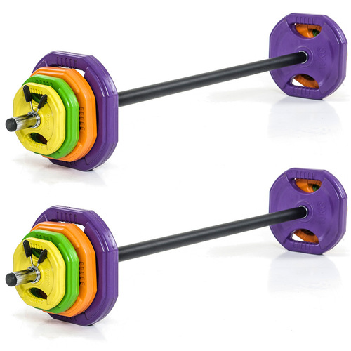 Barbell set for women's fitness, specialized gym, jump rope barbell, straight rod, handle clips, colorful barbell plates