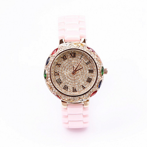 Trendy brand Masali new style ceramic watch strap for women, fashionable, durable, light and luxurious, colorful full of diamonds, personalized watch