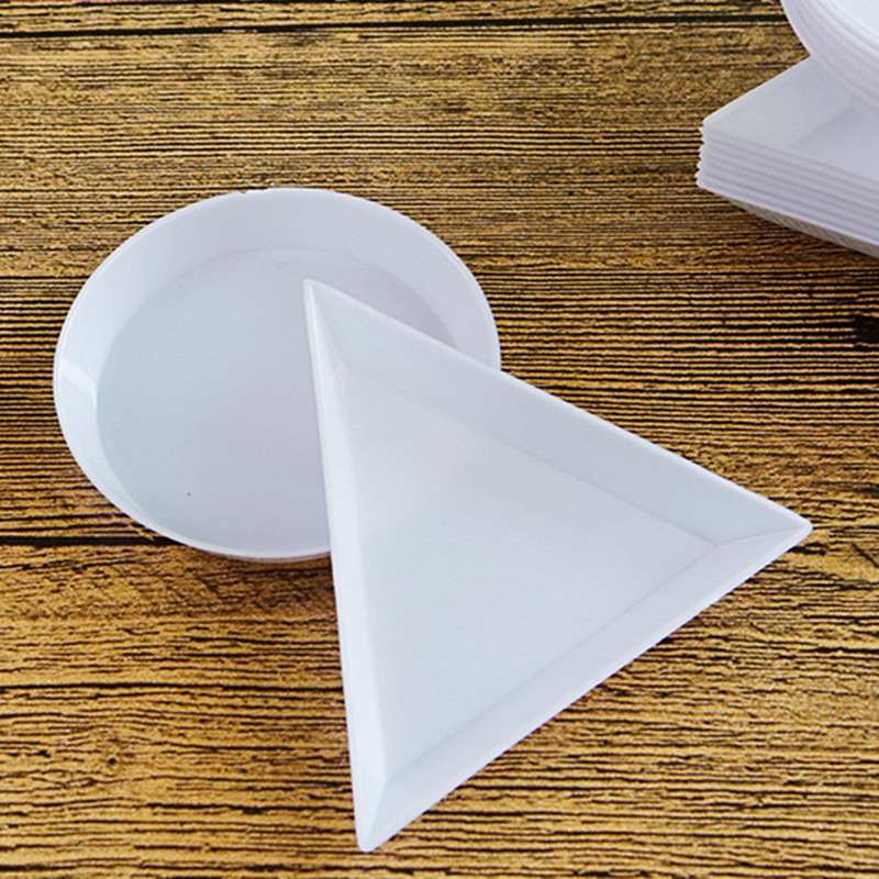 Ready-Made Plastic Triangular Tray, Round Tray, Dot Drill Arrangement, Beaded Chinese Painting, Oil Paint Tray, Bean Storage Box