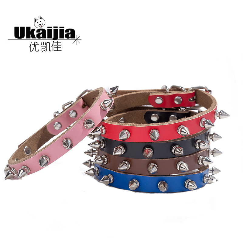 Yiwu Manufactor Pure cowhide bullet rivet Pet collars cortex Accessories chokers Dog chain goods in stock wholesale