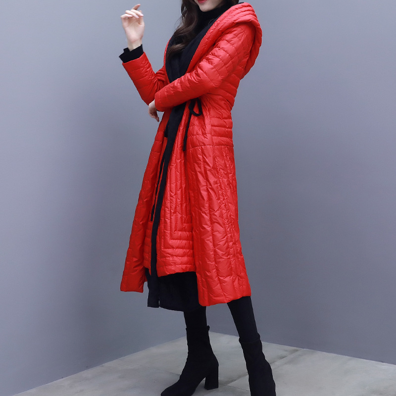 Winter Bathrobe Style Loose Large Size Red White Duck Down Jacket Women's Mid-length European And American Coat Jacket