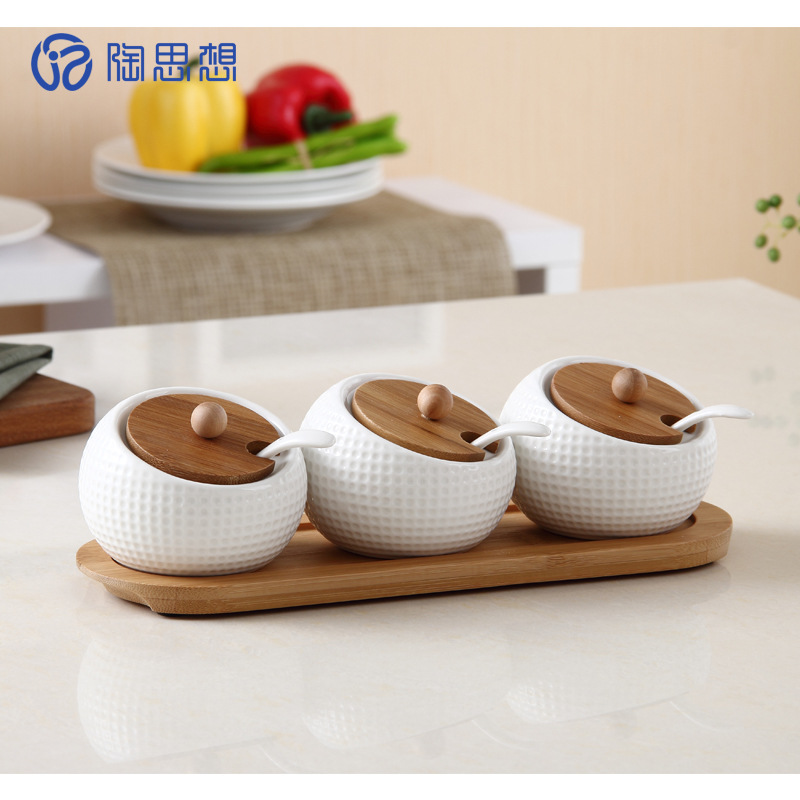 陶思想高尔夫调味罐套装陶瓷调味罐厨房用调料罐套装陶瓷陶瓷罐|ms