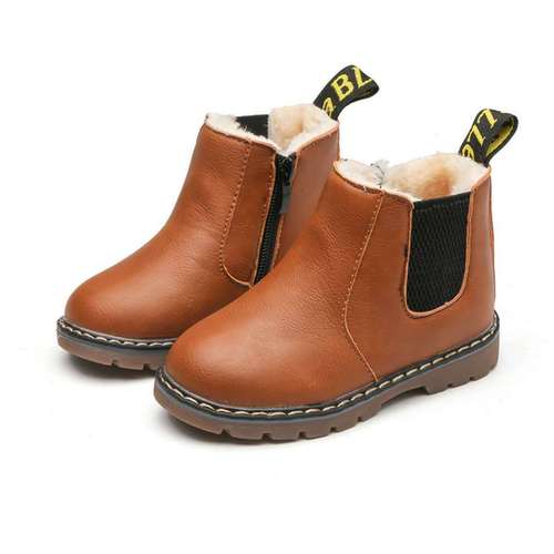 Cross-border  Spring and Autumn Children's Leather Boots Boys Casual Martin Boots Girls Thickened Retro Fashion Children's Shoes Side Zipper