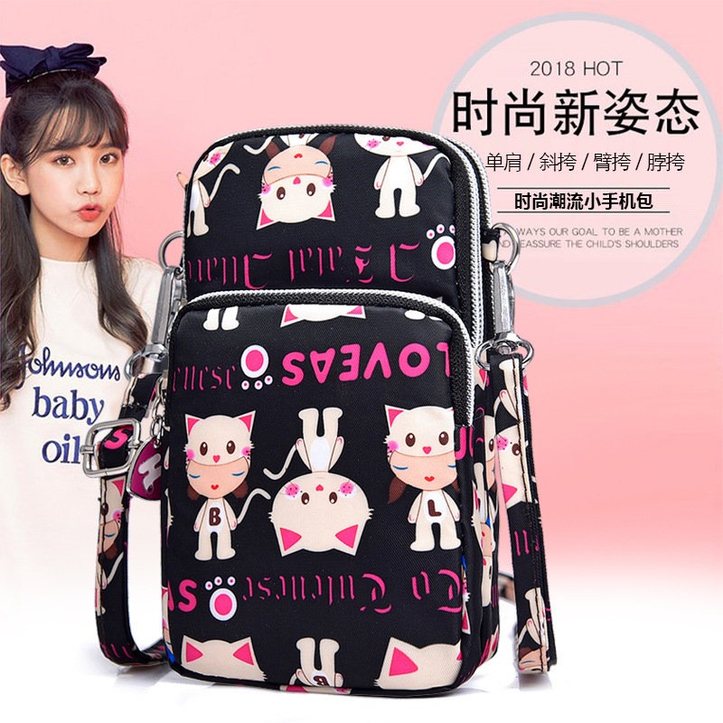 Nueva bolsa de teléfono móvil de verano de las mujeres de estilo coreano crossbody bolsa de cambio de muñeca mini bolsa de lona vertical