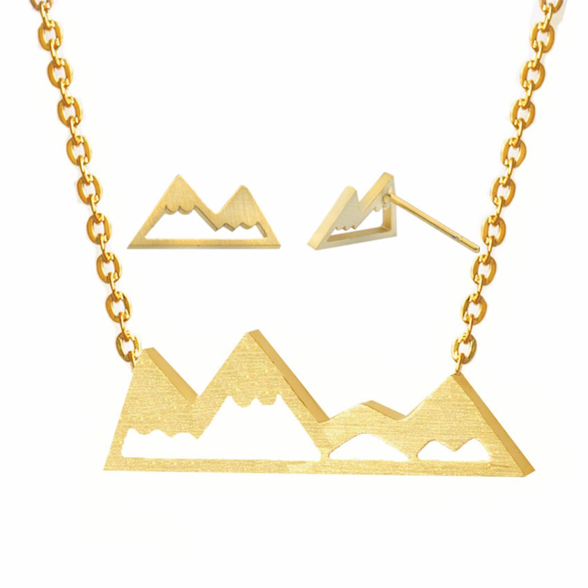Outdoor Mountain Pendant Necklace Earring Set display picture 5