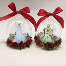 廠家批發 LED玻璃球/玻璃裝飾蝴蝶結天使 聖誕樹球/花環綠葉紅果