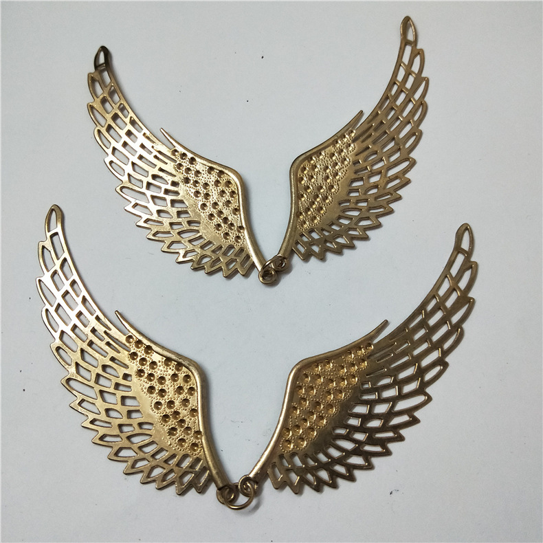 高档女装装饰链 金属手缝翅膀饰品辅料配件 美人头合金标牌