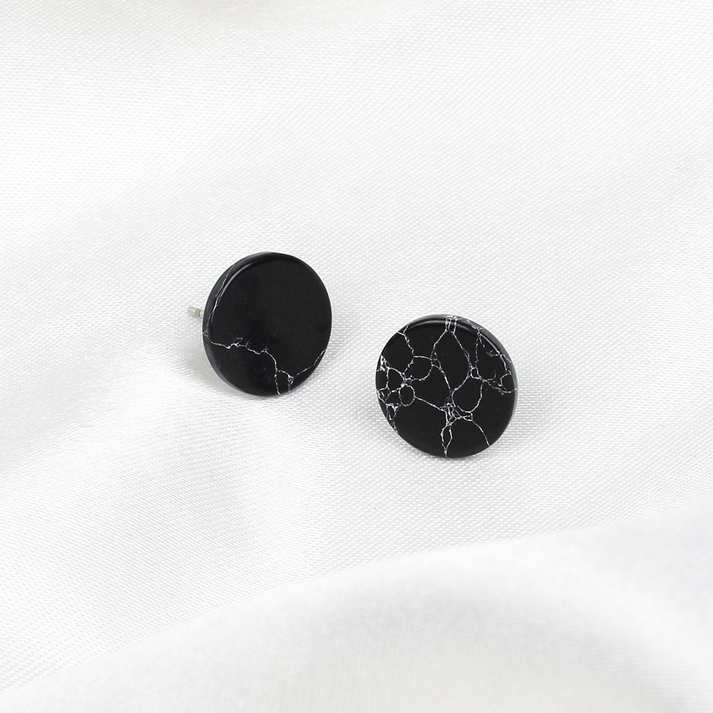 New Korean Simple Marble Black  White Turquoise Wild Round Triangle Earrings For Women display picture 4