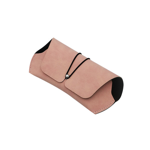 Imitation leather flocked lining sunglasses bag, fashionable buckle, trendy sunglasses glasses bag, flat mirror bag, can be printed with LOGO