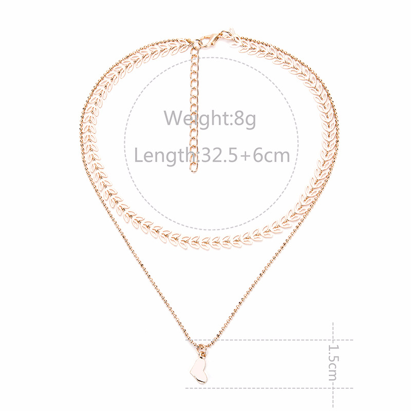 Alloy Fashion Sweetheart necklace(Golden) NHWF3266-Golden