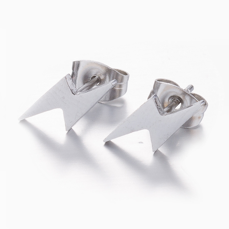 Ear Studs Classification 1 Pair Quantity PVD Coated 18K Gold Real Gold Plated Lightning 304 Stainless Steel Fashion Waterproof Non Tarnish Ear Studs