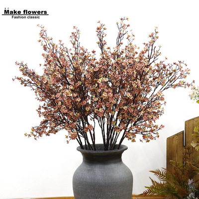 廠家批發新款長枝裝飾花卉歐式油畫秋色系絹花家居擺放仿真滿天星