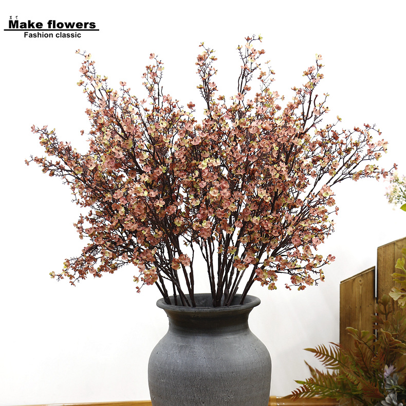 廠家批發新款長枝裝飾花卉歐式油畫秋色系絹花家居擺放仿真滿天星